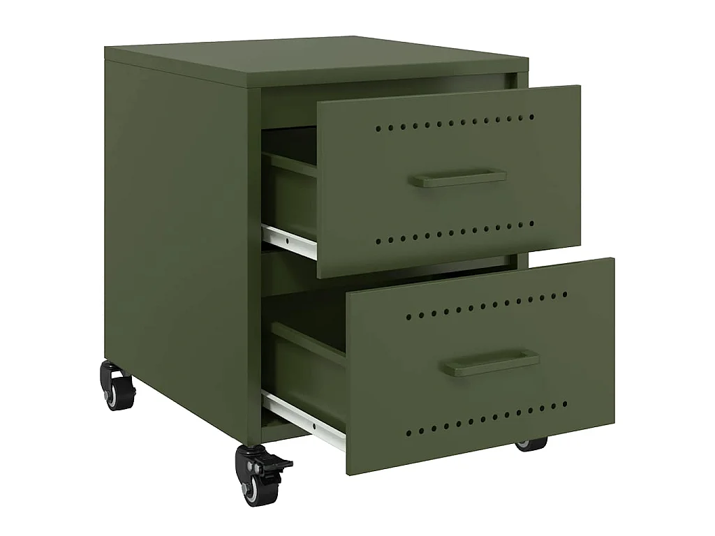 Tables de chevet 2 pcs vert olive 36x39x43,5 cm acier