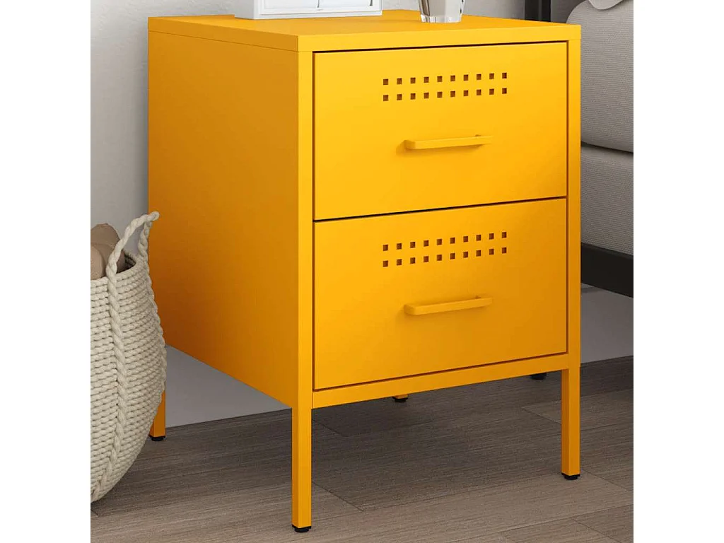 Comodino Giallo Senape 36x39x50,5 cm in Acciaio