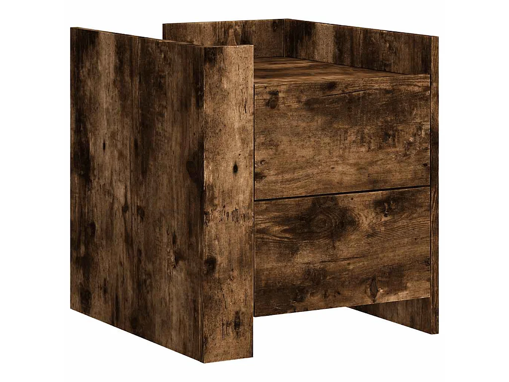 Nachtkastje 45x50x50 cm bewerkt hout gerookt eikenkleurig
