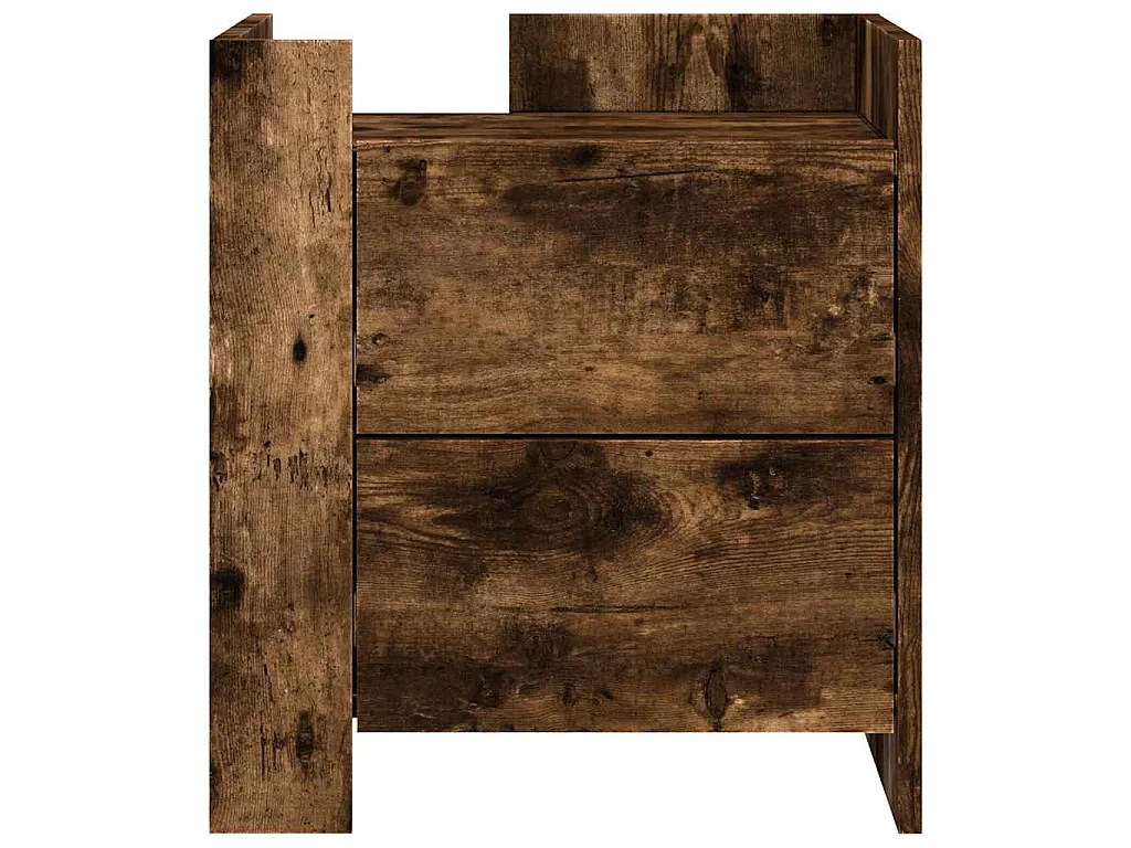 Nachtkastje 45x50x50 cm bewerkt hout gerookt eikenkleurig