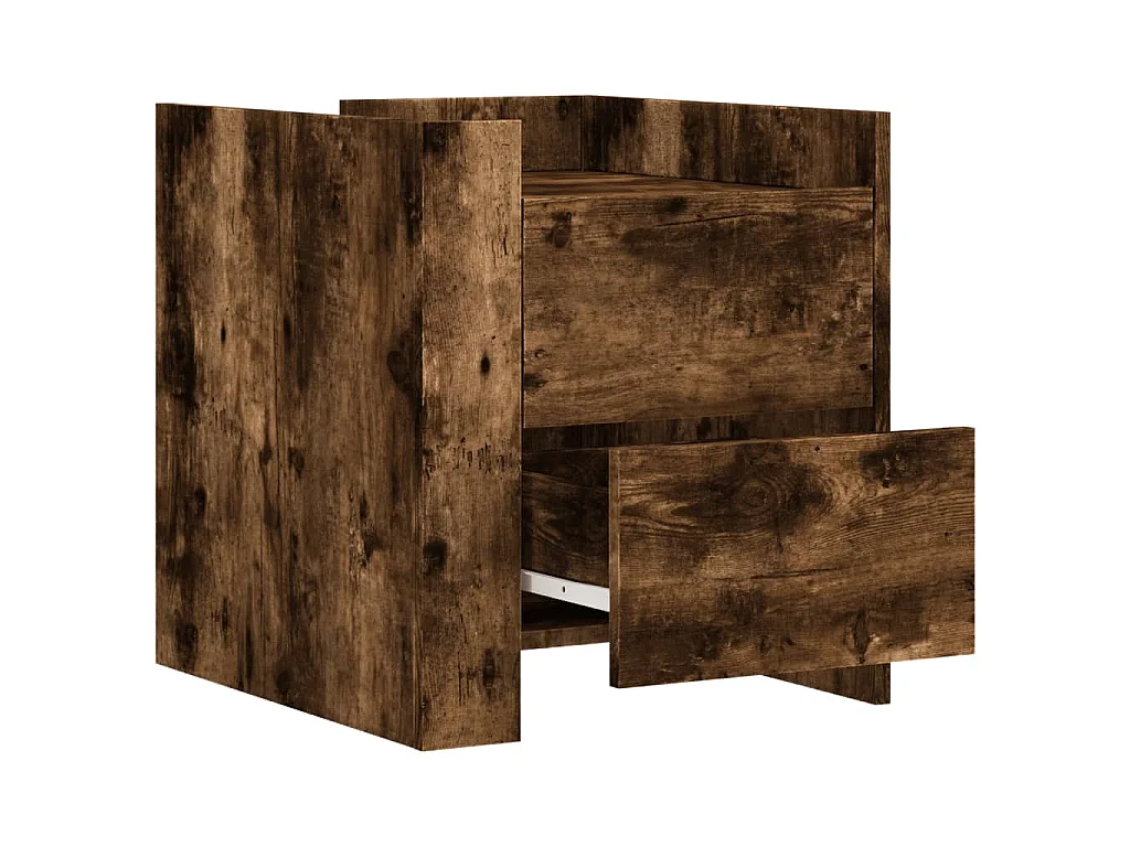 Nachtkastje 45x50x50 cm bewerkt hout gerookt eikenkleurig