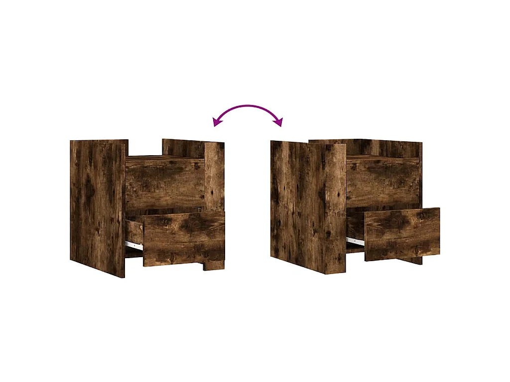 Nachtkastje 45x50x50 cm bewerkt hout gerookt eikenkleurig