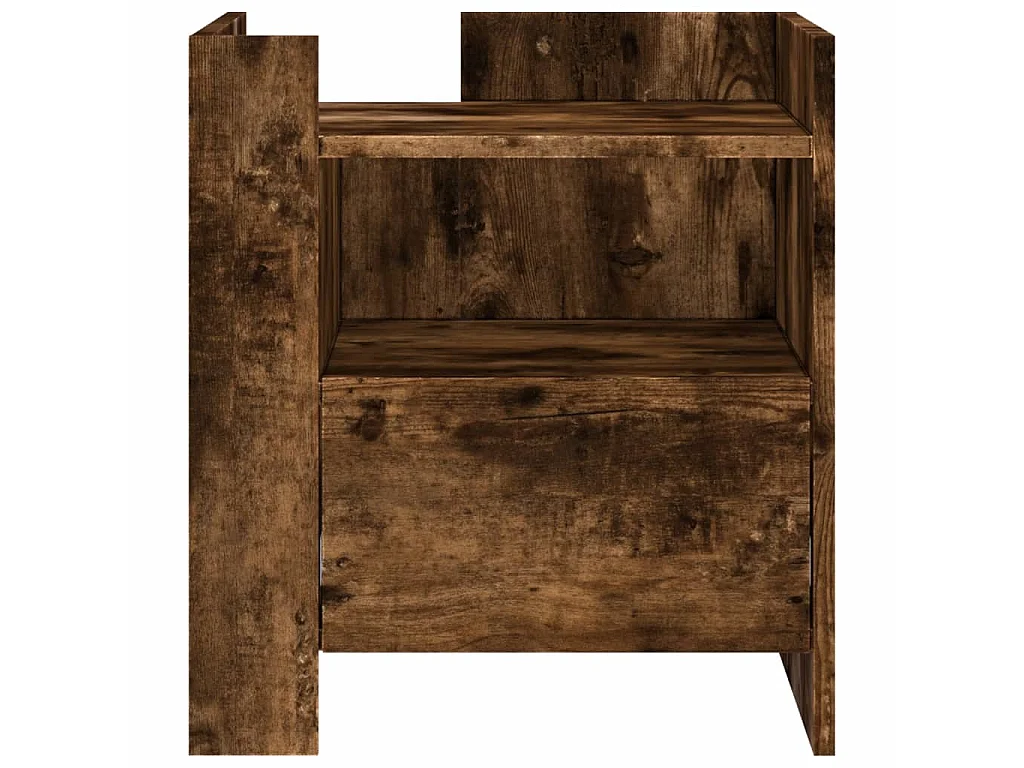 Nachtkastje 45x50x50 cm bewerkt hout gerookt eikenkleurig