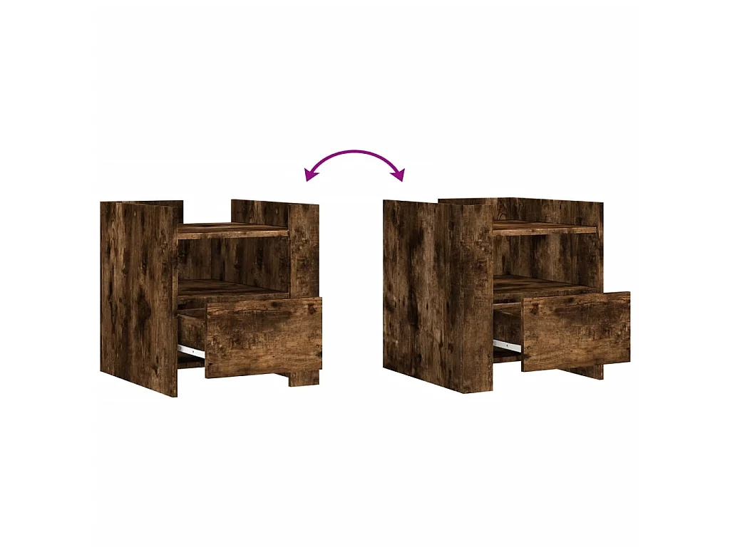 Nachtkastje 45x50x50 cm bewerkt hout gerookt eikenkleurig
