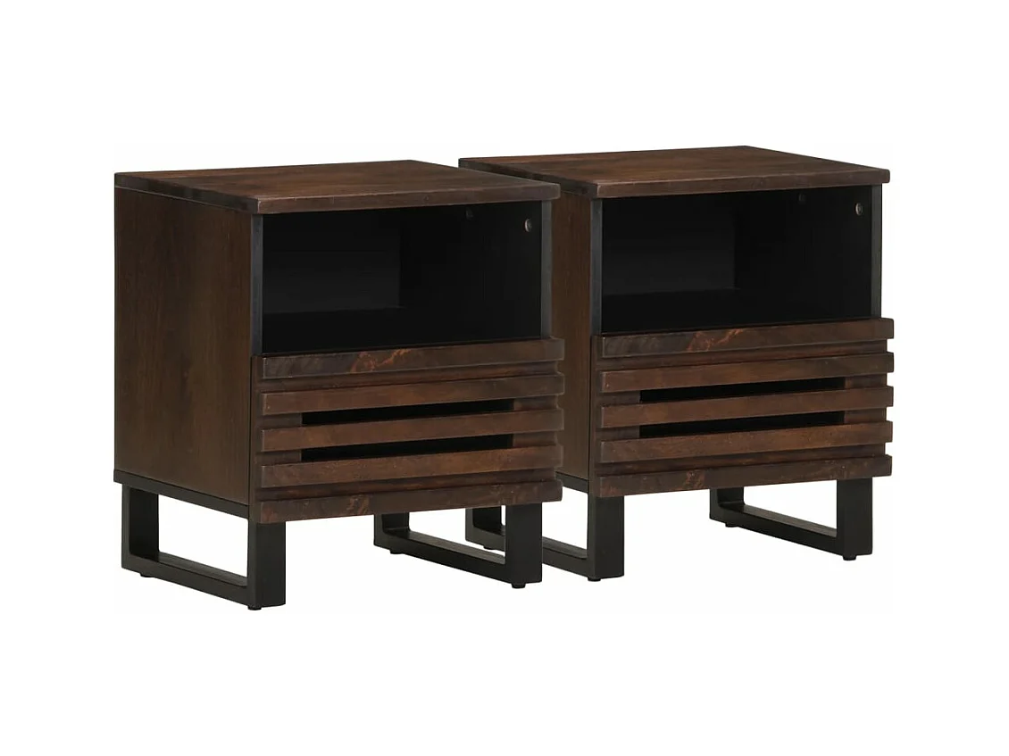 Comodini 2pz 40x34x46 cm in Legno Massello di Mango