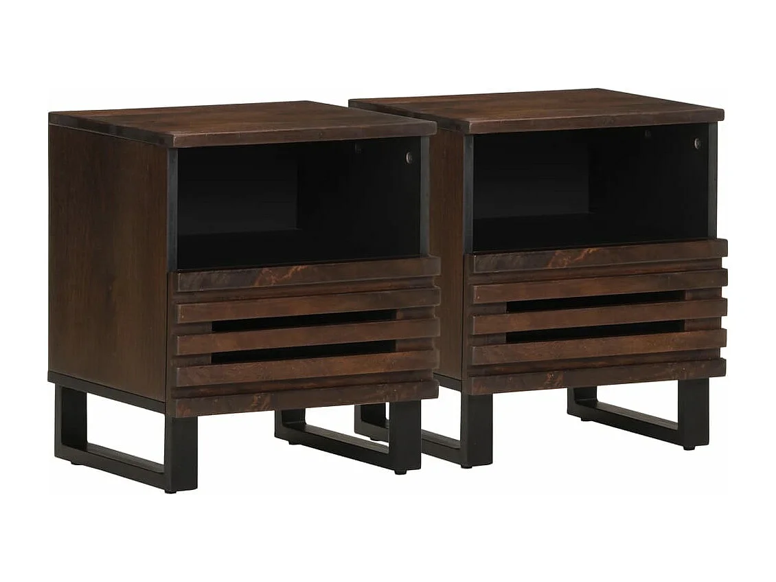 Tables de chevet 2 pcs 40x34x46 cm bois de manguier massif