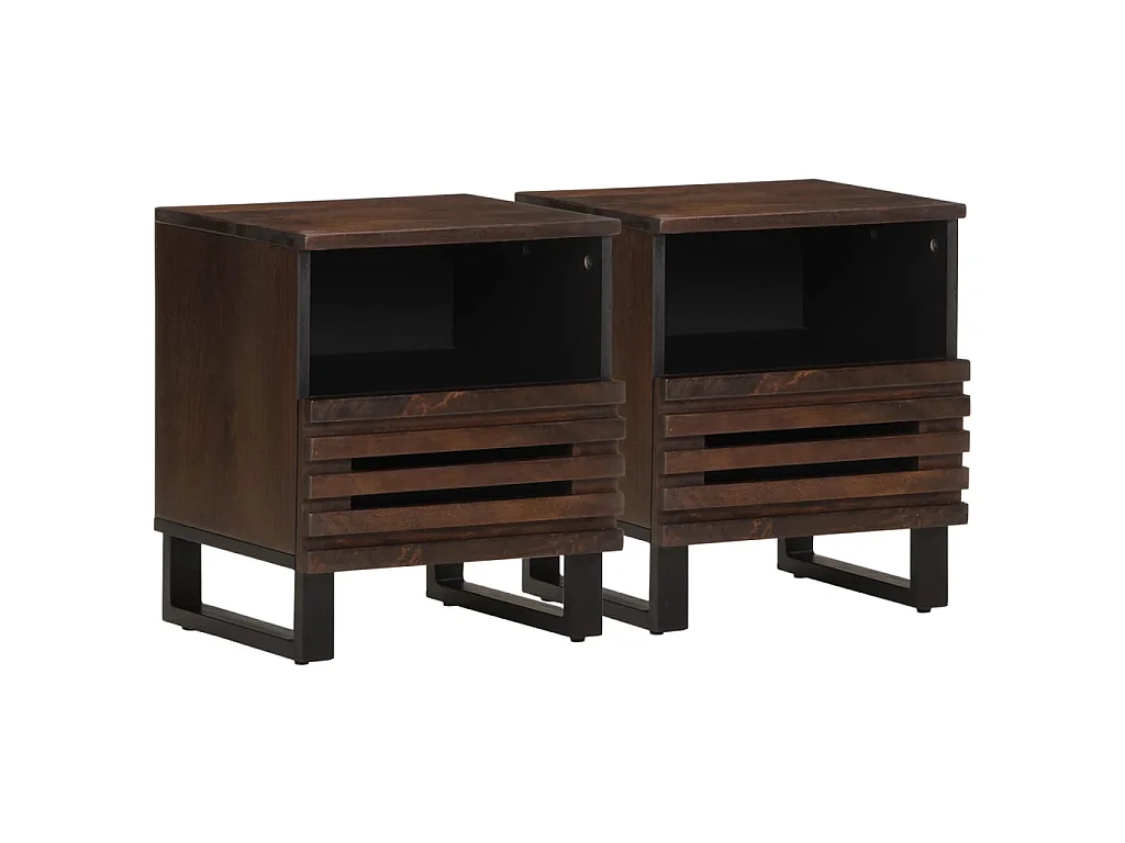 Tables de chevet 2 pcs 40x34x46 cm bois de manguier massif