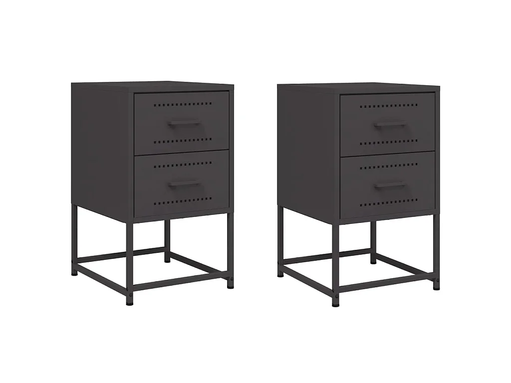 Tables de chevet 2 pcs noir 36x39x60,5 cm acier
