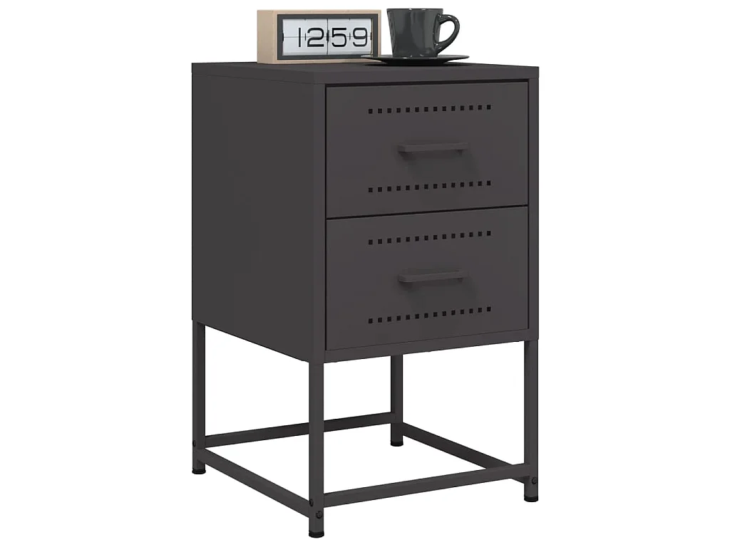 Tables de chevet 2 pcs noir 36x39x60,5 cm acier