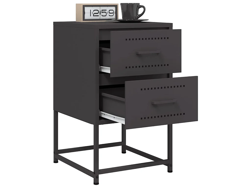 Tables de chevet 2 pcs noir 36x39x60,5 cm acier
