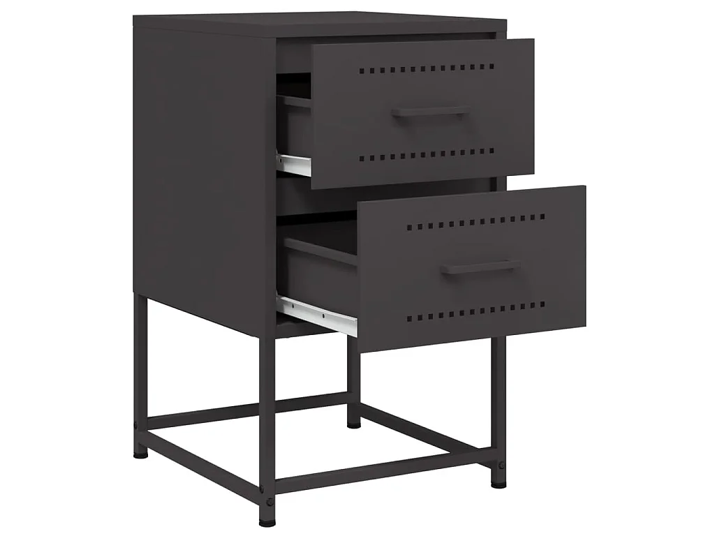 Tables de chevet 2 pcs noir 36x39x60,5 cm acier