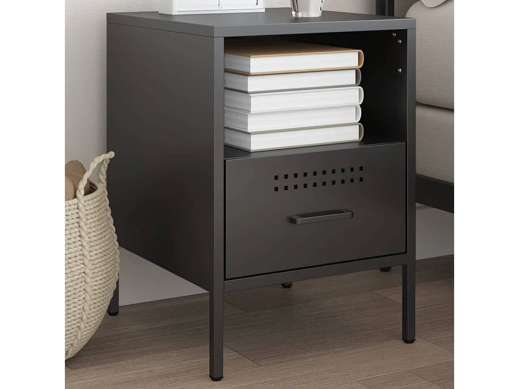 Table de chevet noir 36x39x50,5 cm acier