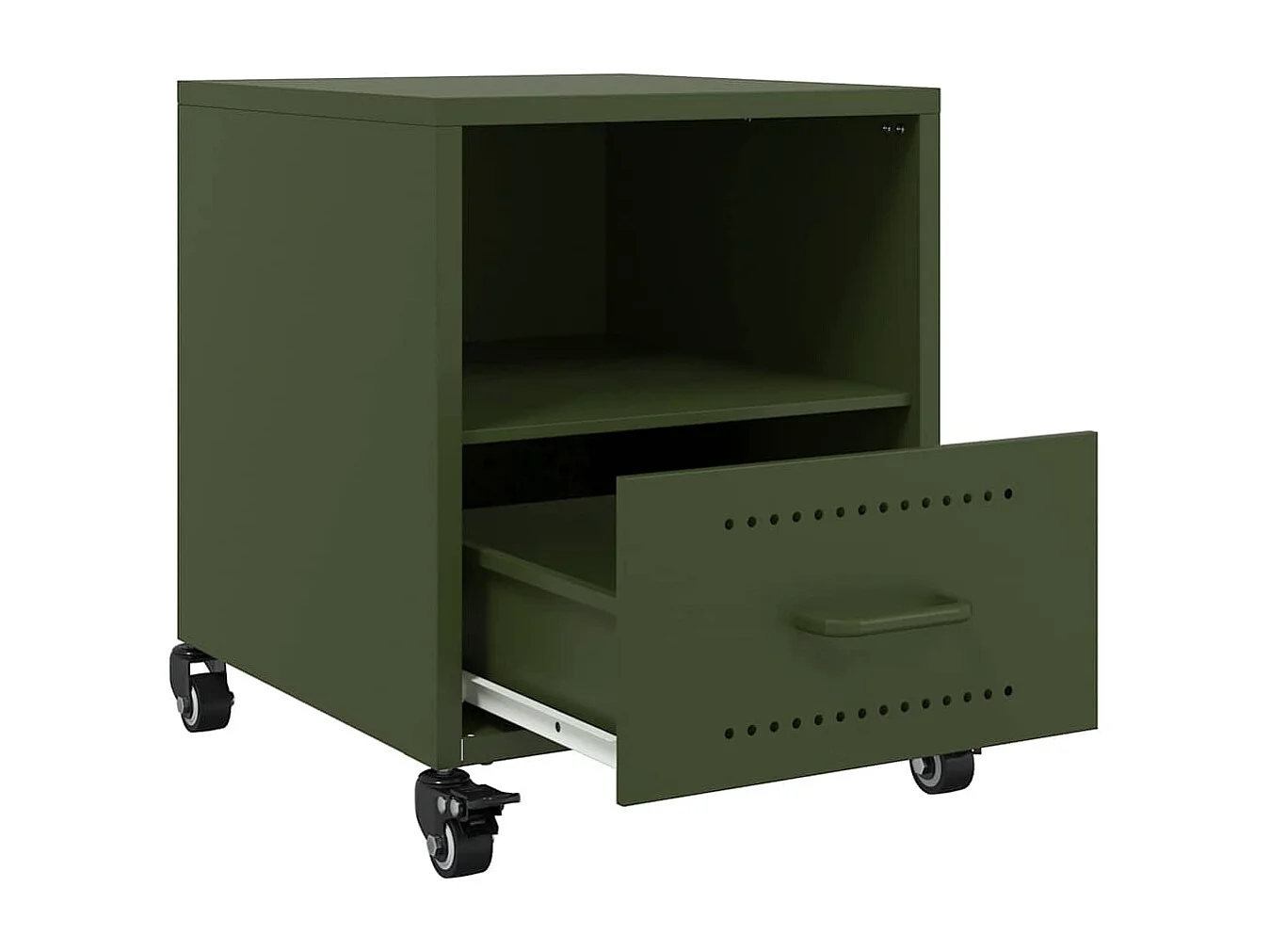 Table de chevet vert olive 36x39x43,5 cm acier