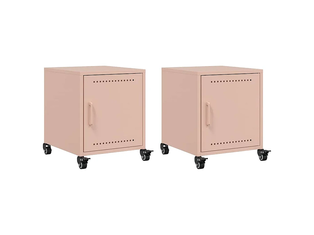 Tables de chevet 2 pcs rose 36x39x43,5 cm acier