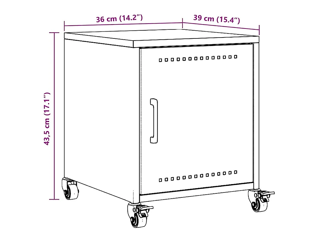 Tables de chevet 2 pcs rose 36x39x43,5 cm acier
