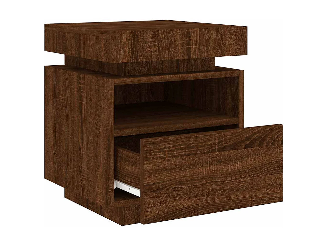 Armoire de chevet avec lumières LED chêne marron 40x39x48,5 cm