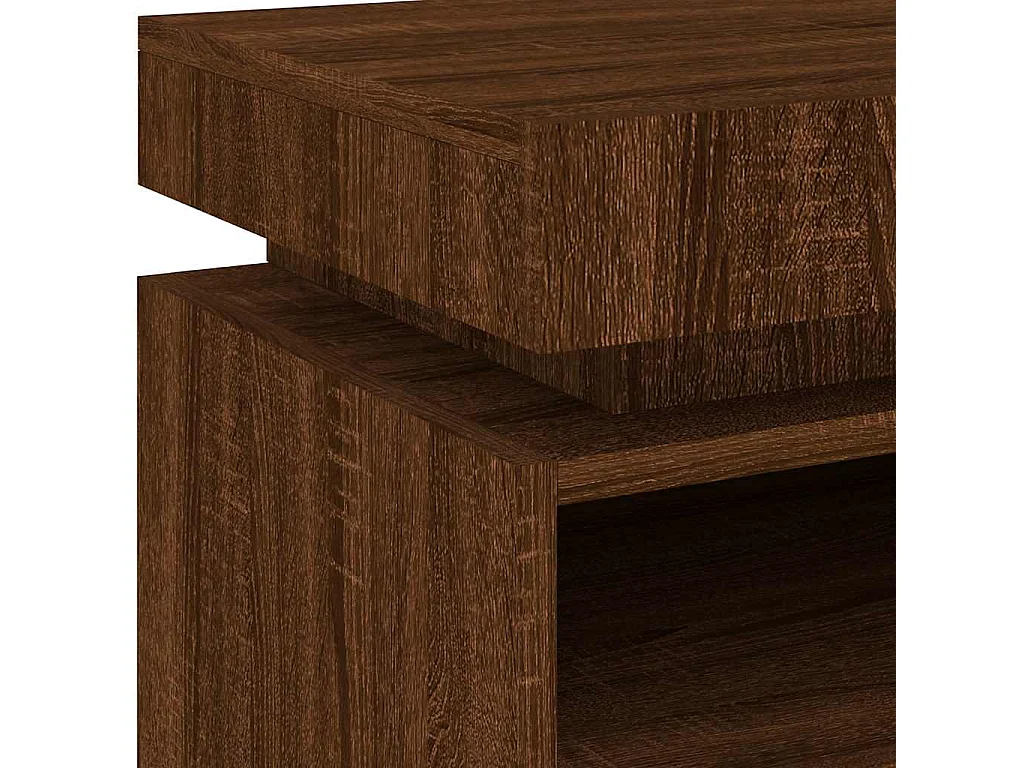 Armoire de chevet avec lumières LED chêne marron 40x39x48,5 cm
