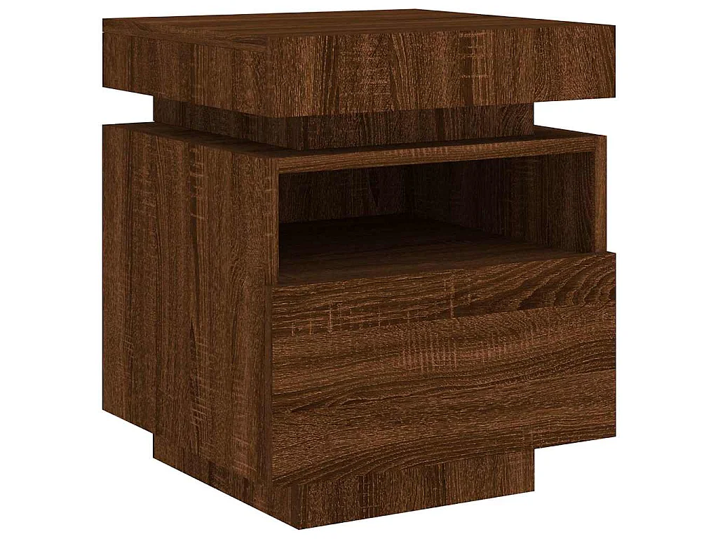 Armoire de chevet avec lumières LED chêne marron 40x39x48,5 cm