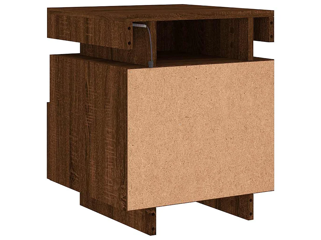 Armoire de chevet avec lumières LED chêne marron 40x39x48,5 cm