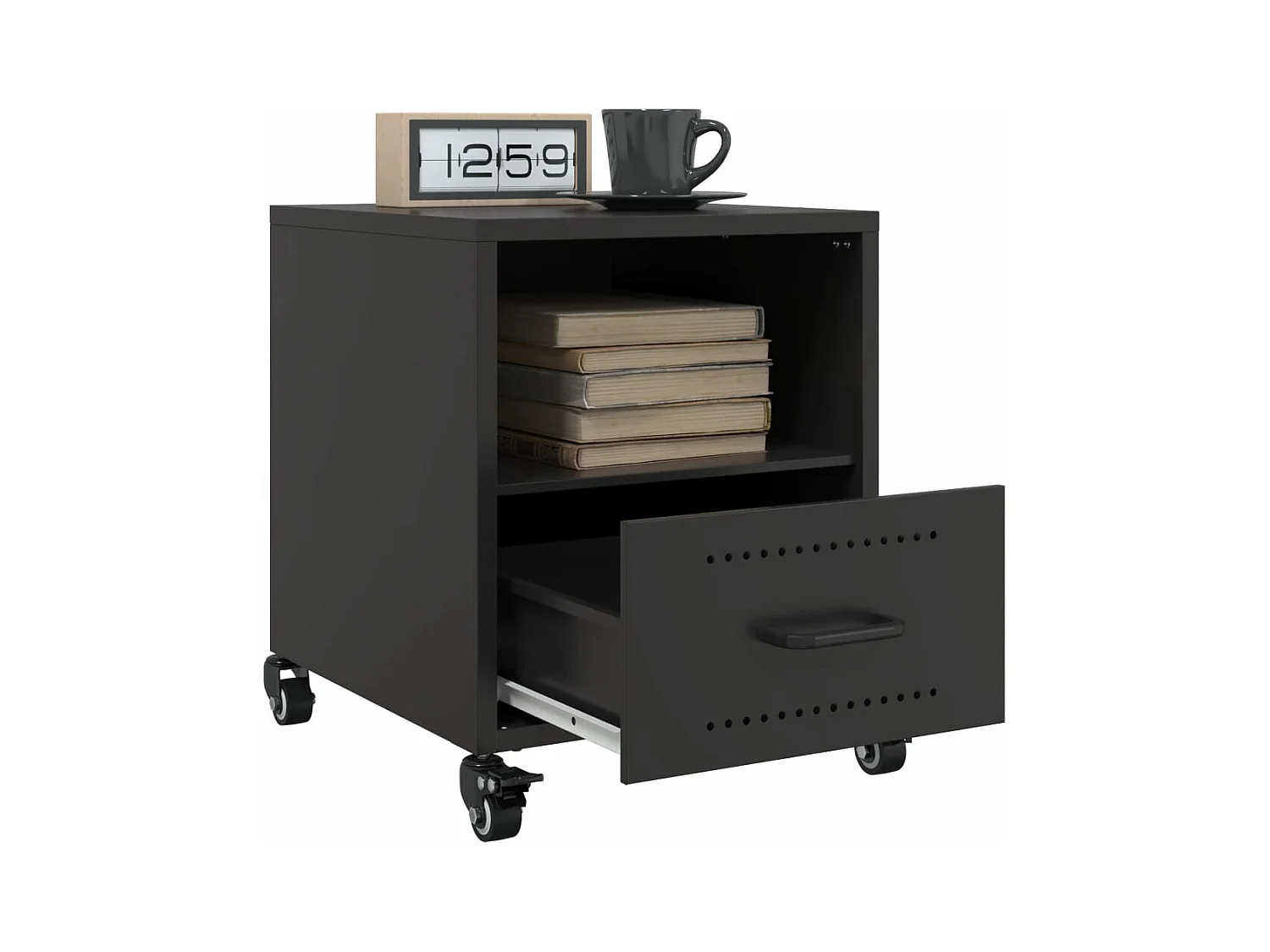 Table de chevet noir 36x39x43,5 cm acier