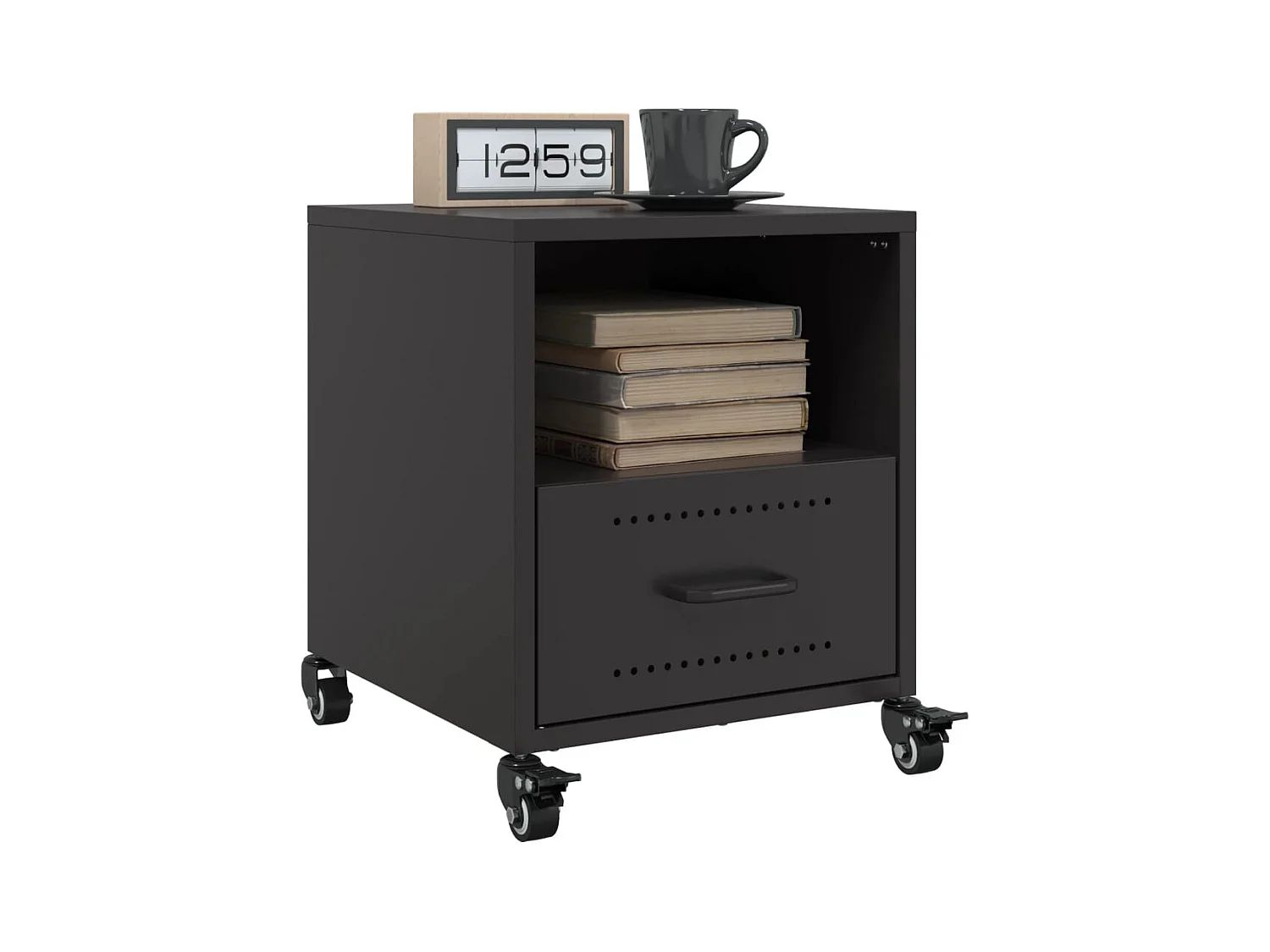 Table de chevet noir 36x39x43,5 cm acier