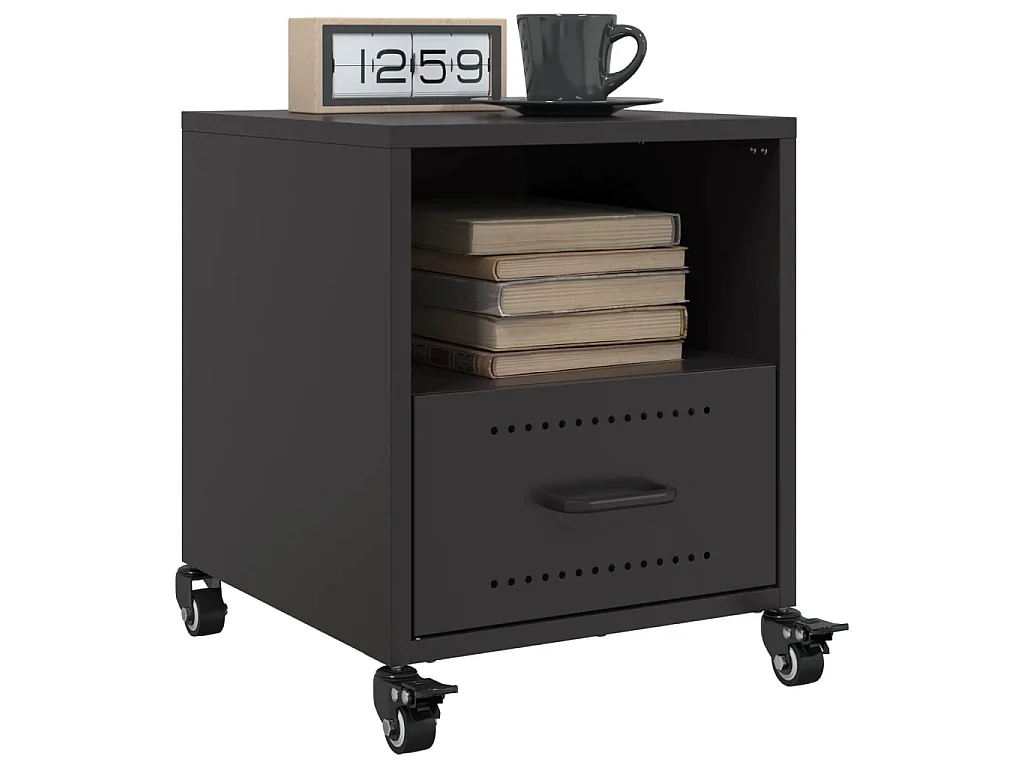 Table de chevet noir 36x39x43,5 cm acier