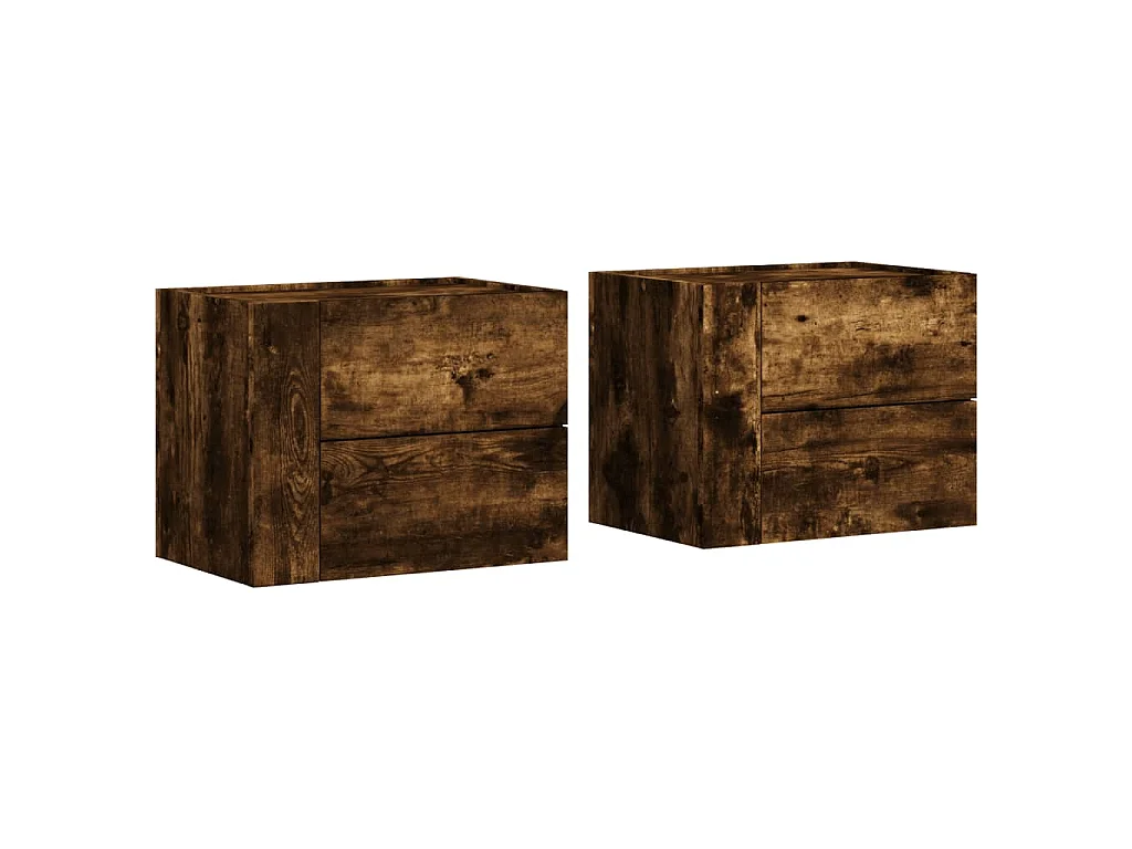 Nachtkastjes 2 st wandgemonteerd 45x30x35 cm gerookt eikenkleur