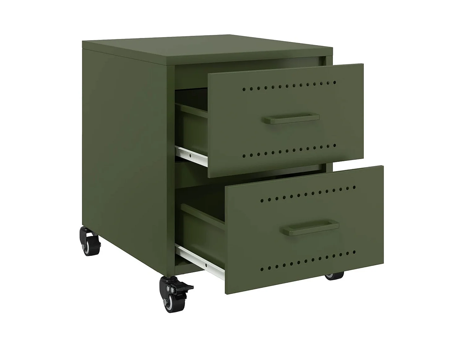 Nachtkastje 36x39x43,5 cm staal olijfgroen