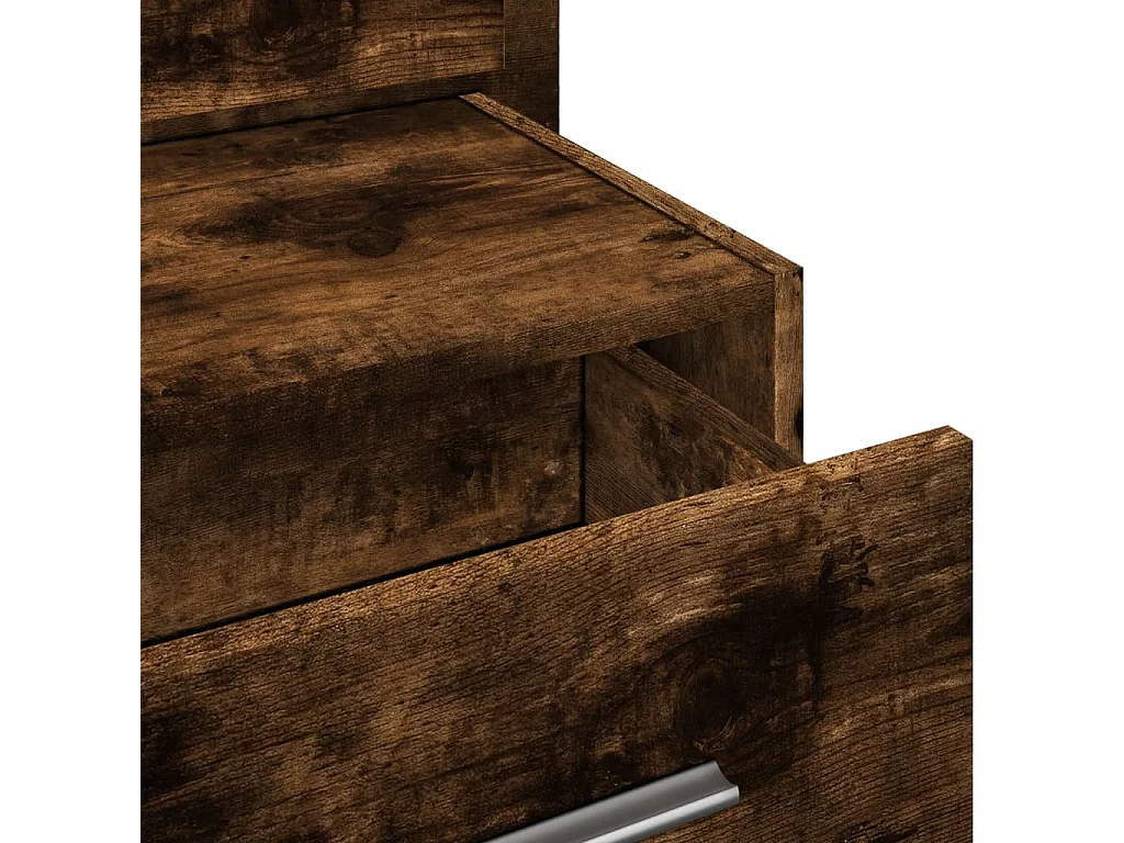 Table de chevet murale avec lumières LED chêne fumé