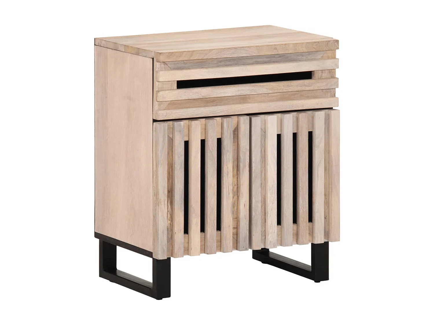 Comodino 50x34x60 cm in Legno Massello di Mango Grezzo