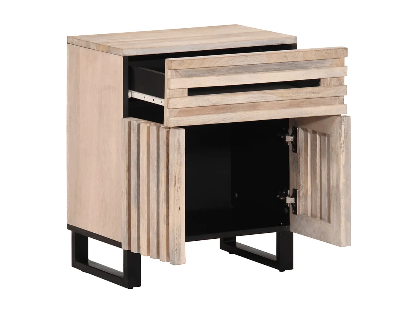 Comodino 50x34x60 cm in Legno Massello di Mango Grezzo