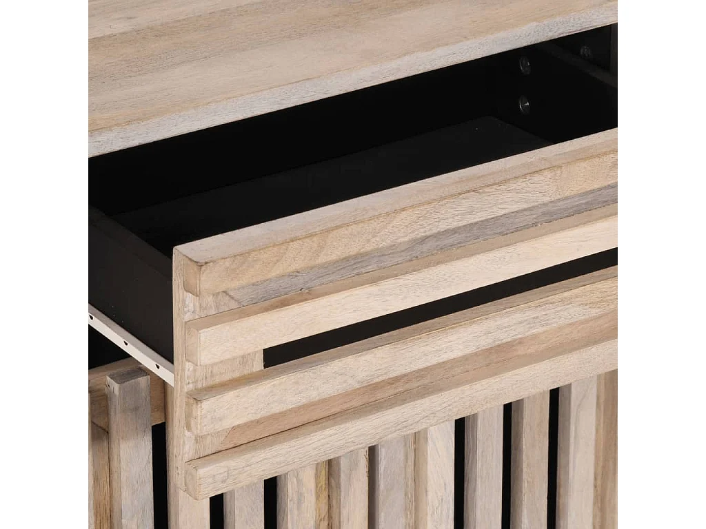 Comodino 50x34x60 cm in Legno Massello di Mango Grezzo