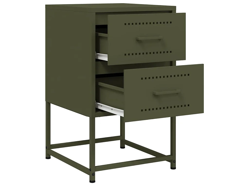 Table de chevet vert olive 36x39x60,5 cm acier