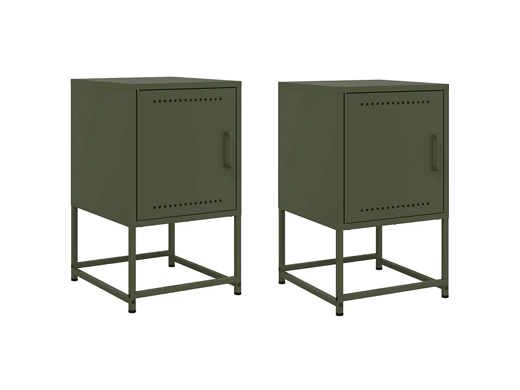 Comodini 2 pz Verde Oliva 36x39x60,5 cm in Acciaio