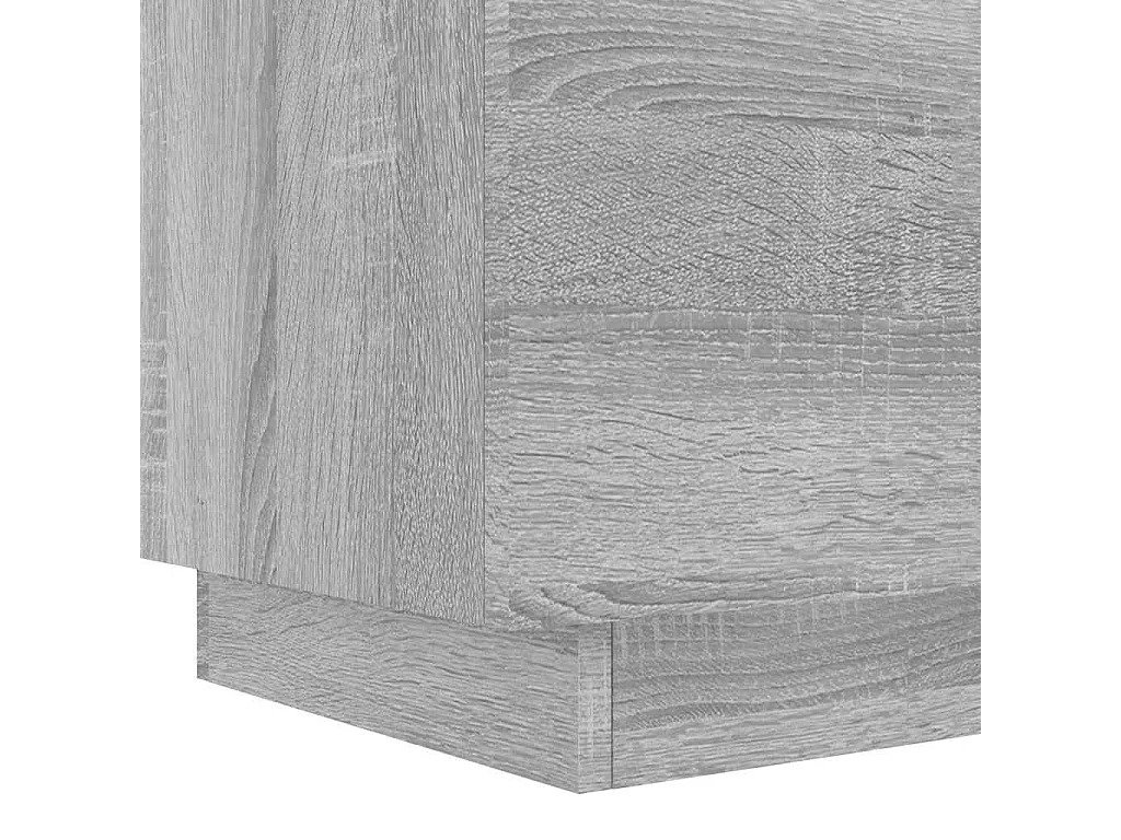 Armoire de chevet et lumières LED sonoma gris bois d'ingénierie