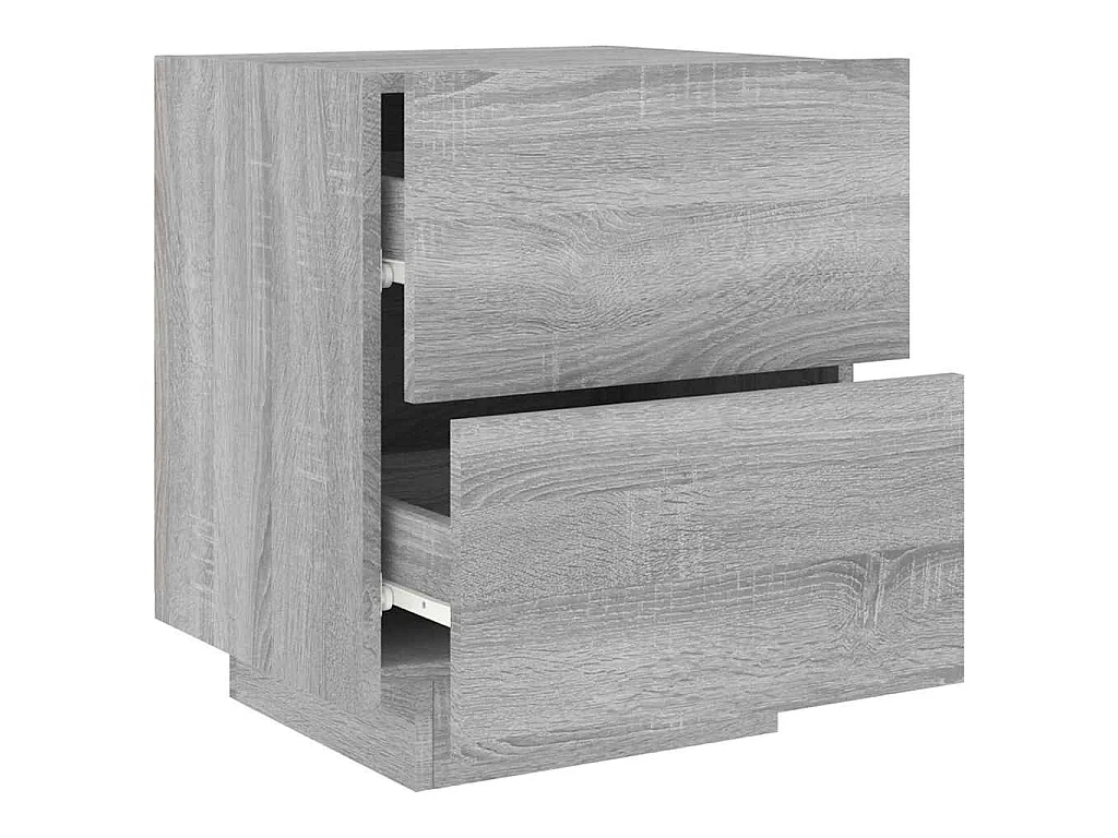 Mesita de noche con luces LED madera de ingeniería gris Sonoma