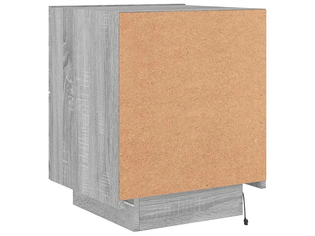 Mesita de noche con luces LED madera de ingeniería gris Sonoma