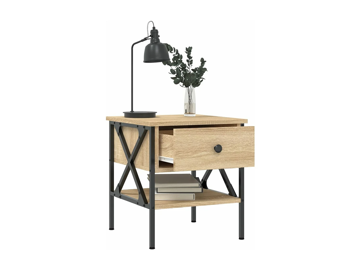 Nachtkastje 40x42x45 cm bewerkt hout sonoma eikenkleurig