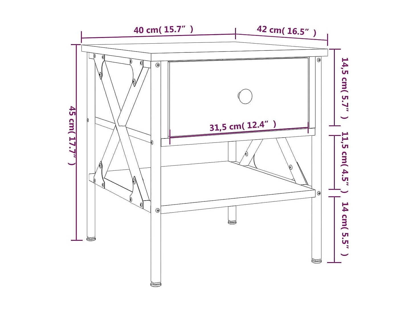 Nachttisch Sonoma-Eiche 40x42x45 cm Holzwerkstoff