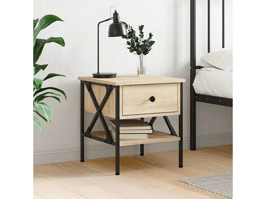 Nachtkastje 40x42x45 cm bewerkt hout sonoma eikenkleurig