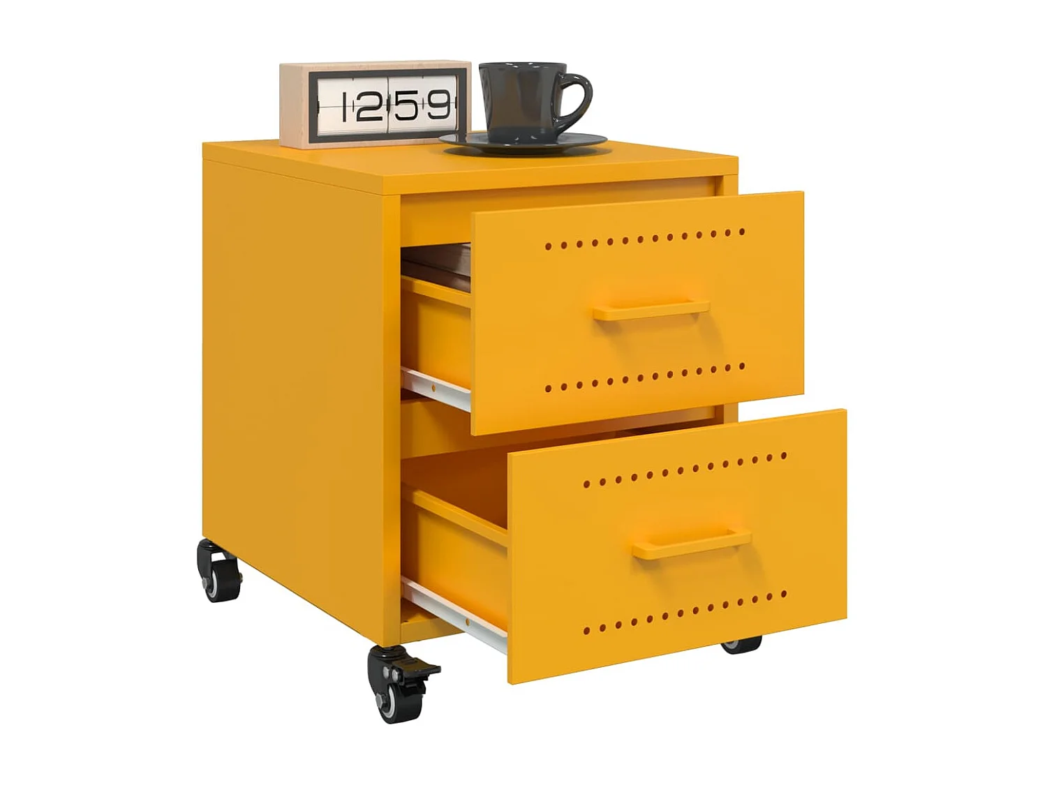 Mesitas de noche 2 uds acero amarillo mostaza 36x39x43,5 cm