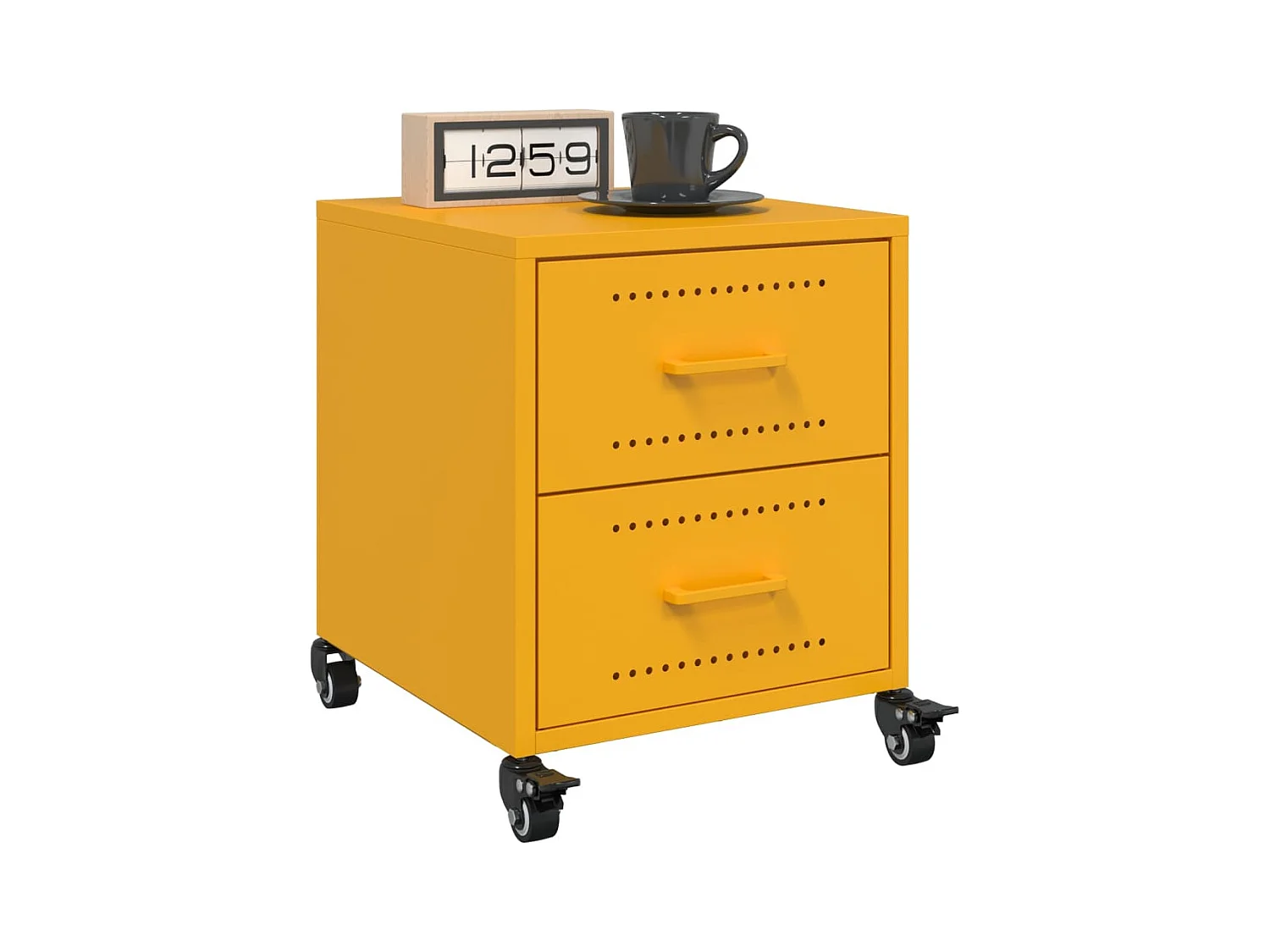 Tables de chevet 2 pcs jaune moutarde 36x39x43,5 cm acier