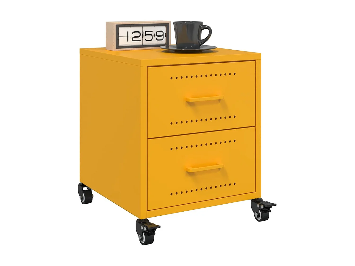 Tables de chevet 2 pcs jaune moutarde 36x39x43,5 cm acier