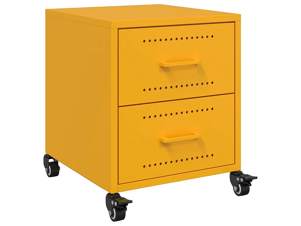 Nachtkastjes 2 st 36x39x43,5 cm staal mosterdgeel