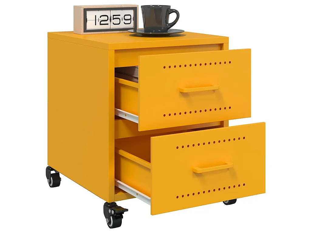 Nachtkastjes 2 st 36x39x43,5 cm staal mosterdgeel