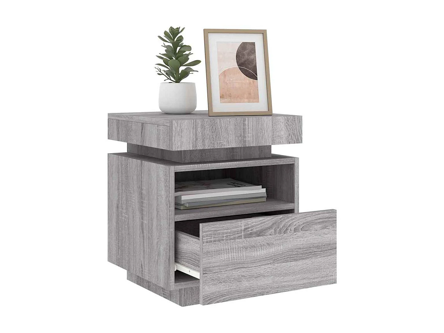 Armoire de chevet avec lumières LED sonoma gris 40x39x48,5 cm