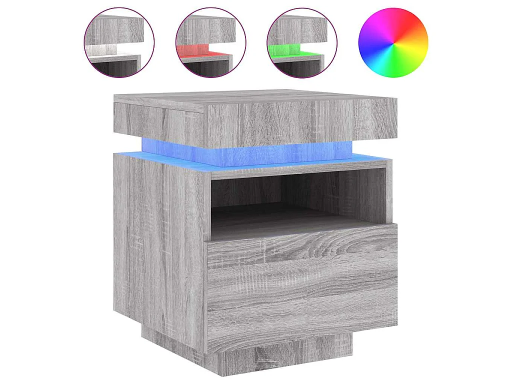 Armoire de chevet avec lumières LED sonoma gris 40x39x48,5 cm
