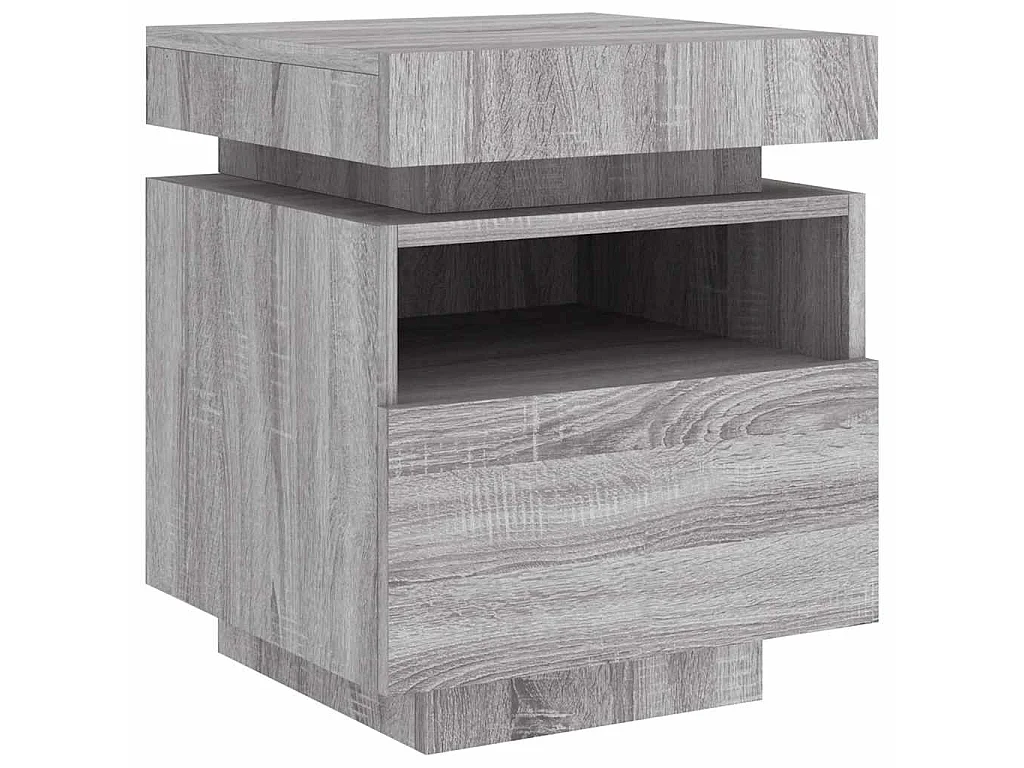 Armoire de chevet avec lumières LED sonoma gris 40x39x48,5 cm