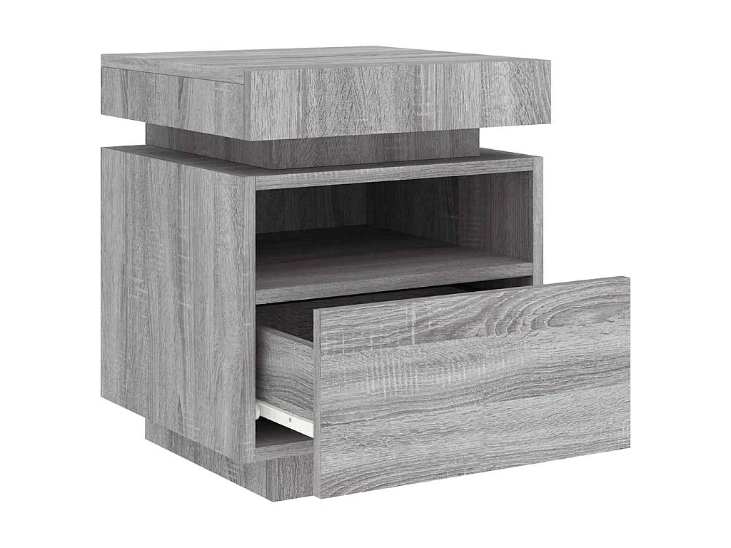 Armoire de chevet avec lumières LED sonoma gris 40x39x48,5 cm