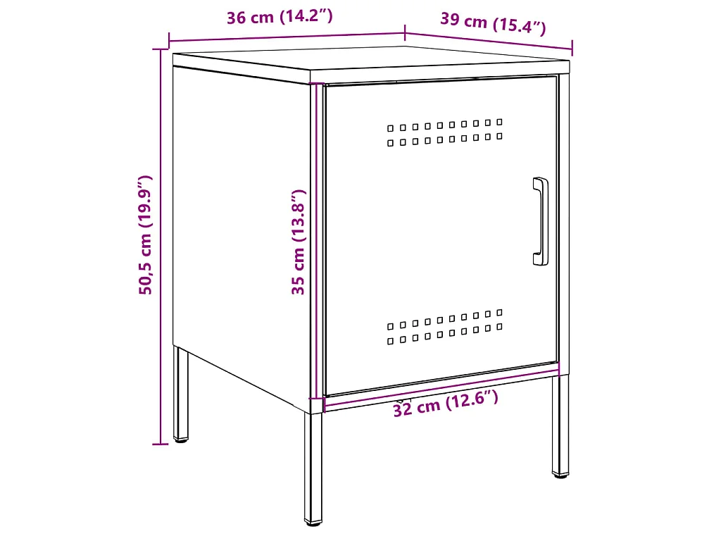 Nachttische 2 Stk. Weiß 36x39x50,5 cm Stahl